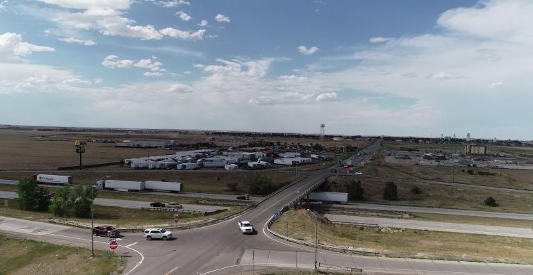 Drone Image of I-70 at the 304 Exit in Bennett Colorado